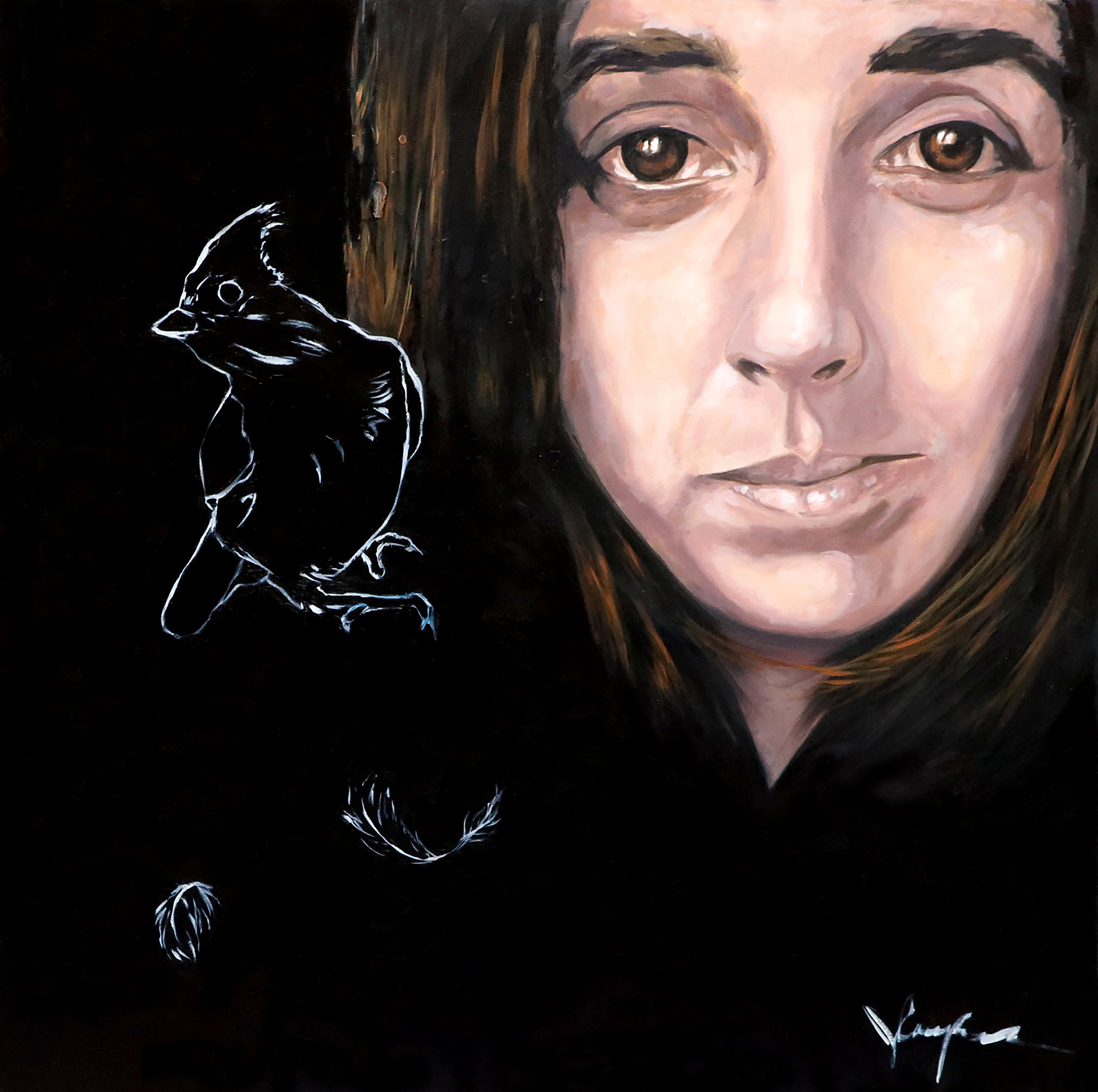 Self Portrait with Tufted Titmouse